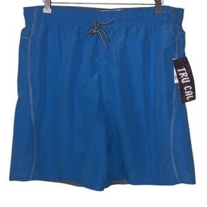 NWT Tru Cal Men's XL Blue Swim Trunks Mesh Lined